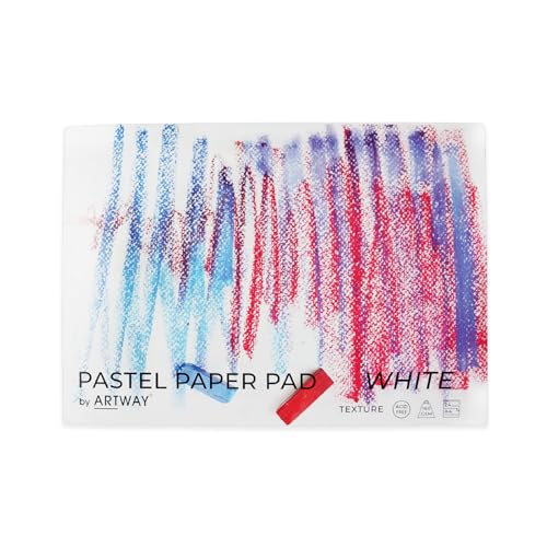Artway A4 Pastellpapierblock, ideal für weiche Pastellkreiden, Ölpastelle, Pastellstifte, Graphit und Kohle, 48 Seiten/24 Blatt 160 g/m² Pastellpapier, Weiß