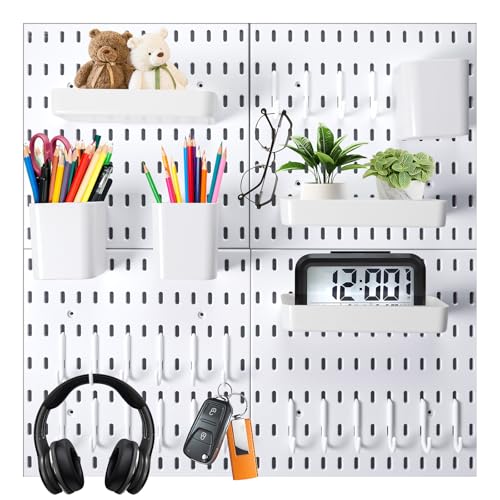 Wall Mount Peg Board Organizer 45pcs Kit, 4 Panels and