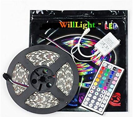 2 Days Delivery Willlight 16.4ft 5050 300leds Waterproof Ip67 RGBW LED Strip Lights Kit , RGBW LED Flexible Lighting + 44key IR Remote Controller + 12v 5a Power Supply (5050RGB+44Key Remote+IR Control)