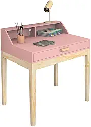 mesinha de estudo escrivaninha rosa para quarto pés de madeira