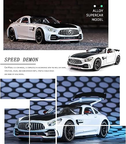 Image of 1 /24 Benz AMG GTR Toy Cars Model Car, Zinc Alloy Pull Back Toy car with Sound and Light for Kids Boy Girl Gift (White)