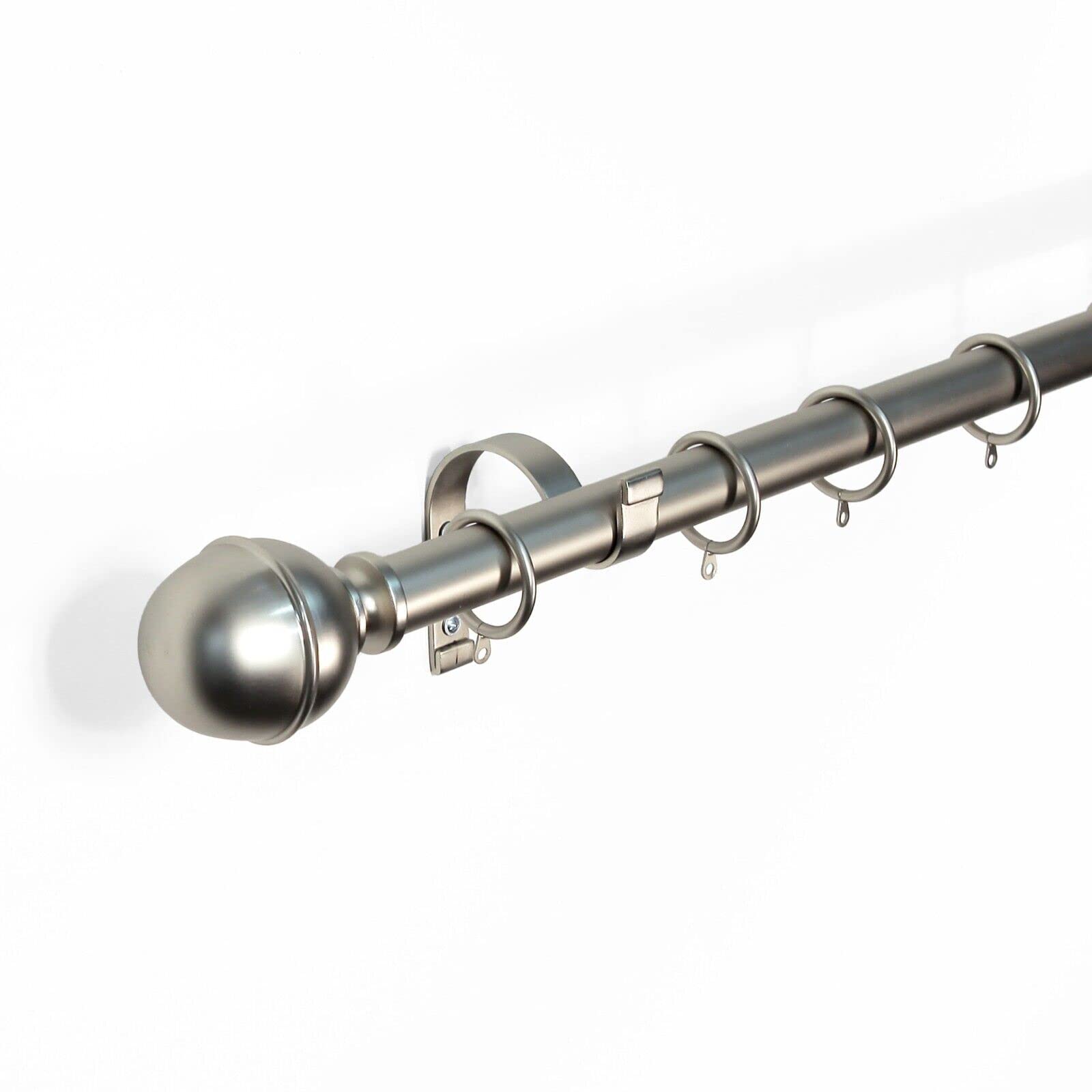 Lister Cartwright Silver Curtain Pole 28 Mm Fixed Length Ball Finial Fixing & Rings Include- 300 Cm