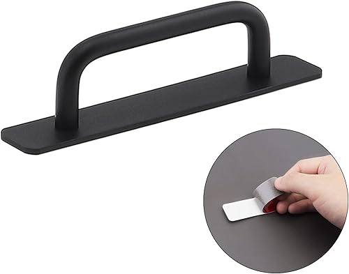 Miniatura 4 de Paquete de 2 manijas de cajón de gabinete instantáneas autoadhesivas, paquete de 2 manijas de aleación de aluminio con adhesivo para puerta