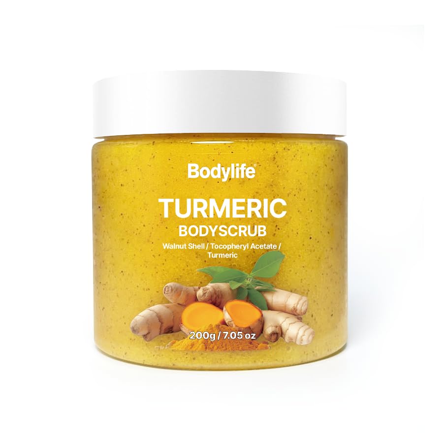 Turmeric Body Scrub Exfoliating Sugar Scrub for Body Brightening Body Polish Dead Skin Remover Moisturizing Shower Bath Body Exfoliator Smooth Skin 10.58 oz