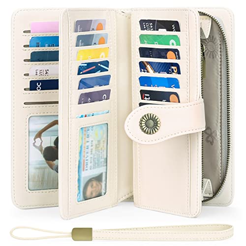 Image of FALAN MULE Wallets for Women Trifold Wristlet Wallets Large Capacity RFID Blocking Ladies Purse Credit Card Holder