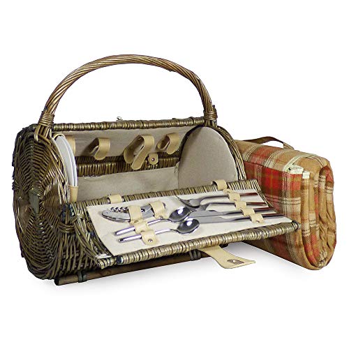 Preisvergleich Produktbild Traditioneller 'Harrington' Picknickkorb Für 2 Personen Mit Picknickdecke - Ideale Geschenkidee zum Geburtstag, Hochzeit, Ruhestand