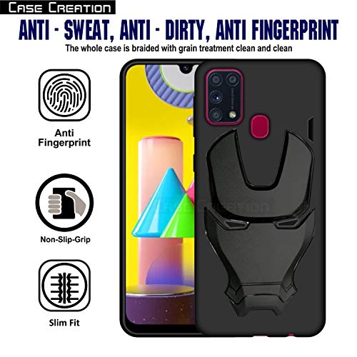 Image of COVERLY Official 3D Smooth Feel Avengers Logo Mask Soft Rugged Grip Silicone Iron Man Engraved Cartoon Movie Engraved Silicone Rubber Matte Back Cover for Vivo Y30 (2020) -HD Black Avenger
