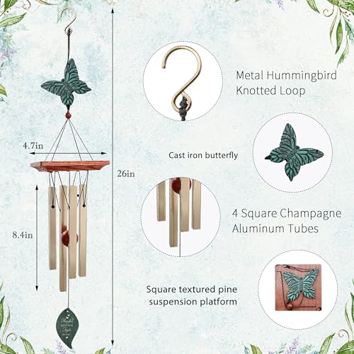 Image of ASTARIN Cardinal Memorial Wind Chimes, Personalized 26 inch Small Metal Symphthy Wind Chime, Bereavement Gift for Loss of Loved One Father Mother, Dragonflie Damselflie Decor for Outside Patio Garden