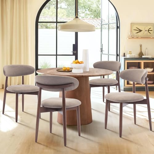 image for COLAMY Wooden Dining Chairs Set of 4, Modern Fabric Upholstered Kitche