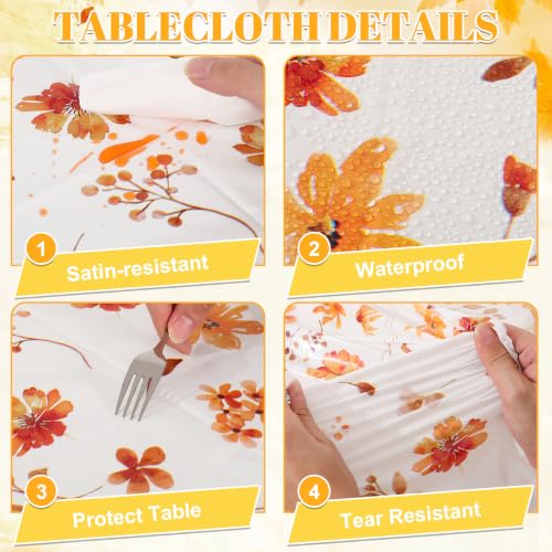 Image of 3 Pack Fall Wildflower Plastic Tablecloths, 54 X 108In Autumn Tablecloth