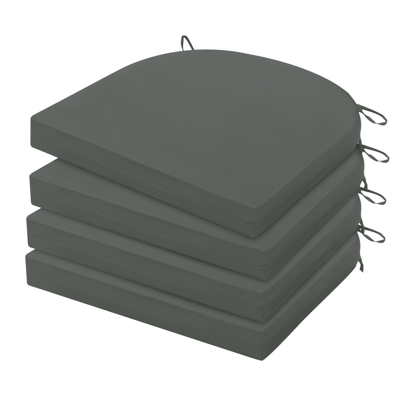 HARBOREST Outdoor Chair Cushions Set of 4, Water Resistant Patio Chair Cushions with Ties, Outdoor Seat Cushions for Patio Furniture, 17"x16"x2", Dark