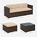 SONGMICS Gartenmöbel-Set, Balkonmöbel aus PE-Polyrattan, Terrassenmöbel, Ecksofa, Outdoor, handgeflochtenes Rattan, Lounge-Set, mit Kissen und Glastisch, braun-Taupe GGF005K03