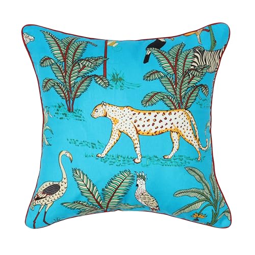 Image of Square Cushion Covers 16x16 inch Pack of 5 Decorative Throw Pillow Covers Printed Forest Theme for Home Decoration