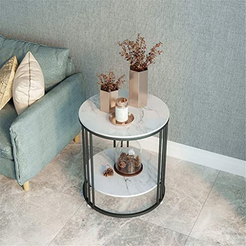 Image of Side End Table Frame Sofa Corner Table for Living Room Coffee Table Striped Top and Metal Frame Sofa Table End Table, Bedroom Simple (Black White)