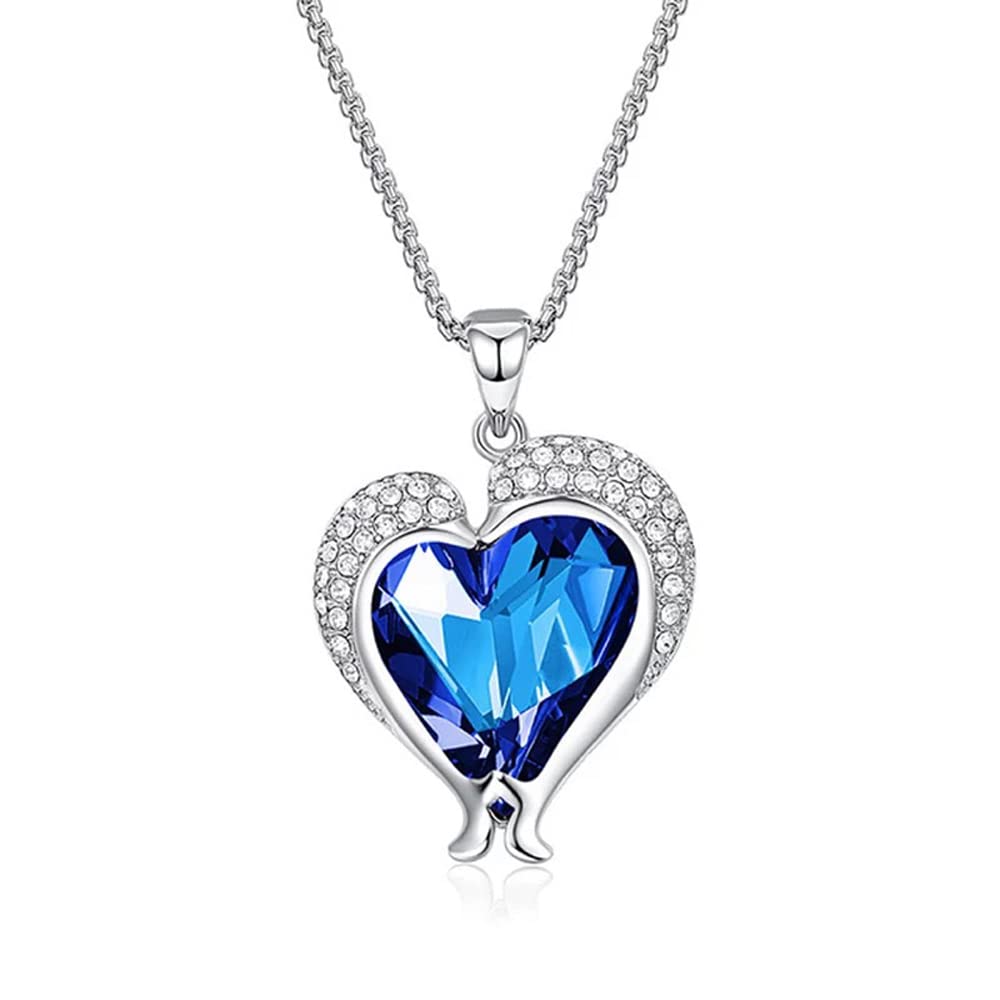Shining Diva Fashion Latest Stylish Blue Crystal Heart Chain Pendant Necklace Gifts for Women and Girls (14626np) (B0B8X54K28) Amazon Price History, Amazon Price Tracker