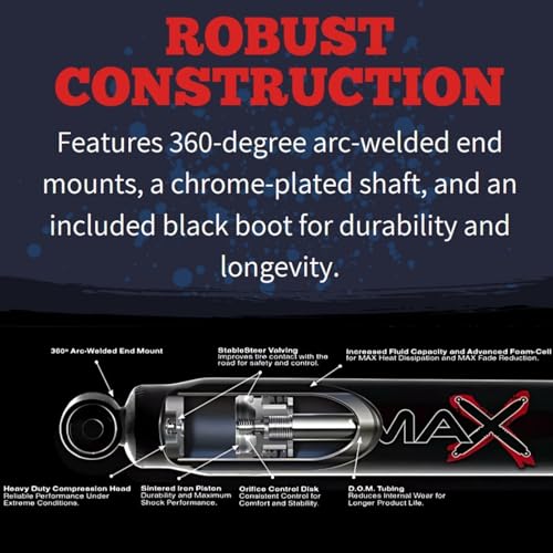 TrendsAuto Pair of Black Max Series Rear Hydraulic Action Shocks fits 2005 2016 F350 Super Duty 4WD with 0-2” Rear Lift | Multi-Stage Valving | Durable Gloss Black Finish | Chrome Plated Shaft
