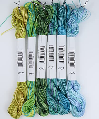 Image of KCS Big skeins of 25 Meters Size 25 Color Variegated Cross Stitch Stranded Threads,6 skeins,15