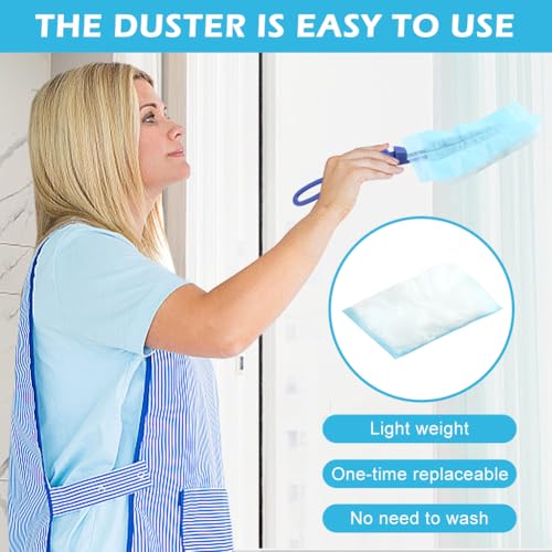 30 Pcs Duster Refill Compatible with Duster, Multi Surface Heavy Duty Feather Dusters Kit with 1 Handle, for Cleaning Furniture, Blinds, Ceiling Fans and Car(Color:Blue) - Thumbnail 4