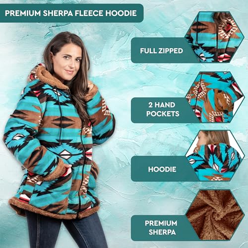 TrailCrest Ladies Smart Plush Sherpa Lined Hooded Sweater Jacket, Zip Up Classic2