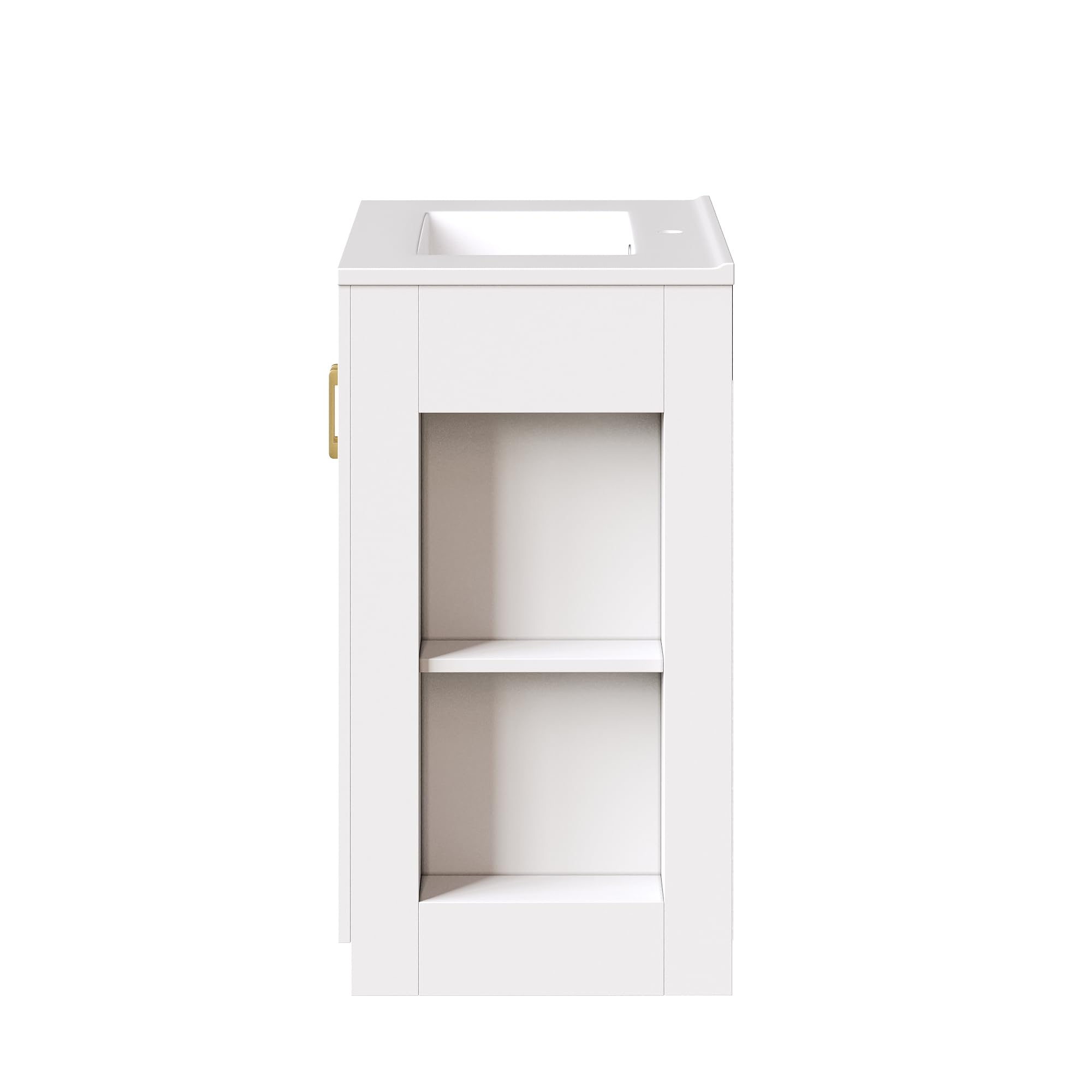 Mobile sottolavabo, 76,5 × 46,5 × 84,5 cm con 3 cassetti e ripiano laterale, armadio da bagno con molto spazio, cerniere e piscine in ceramica, colore: bianco