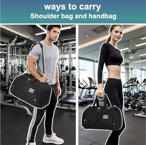Urbanstand Gym Bag for Men & Women - 40L Duffel Bag with Shoe Compartment, Carry On Overnight Water Resistant Duffle Bag for Travel, Sports, Fitness & Workout, Black2