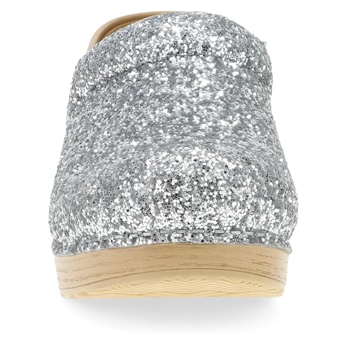 Image of Dansko Professional Glitter Slip-On Clogs for Women - Rocker Sole and Arch Support for Comfort - Shiny and Stylish Glitter Uppers