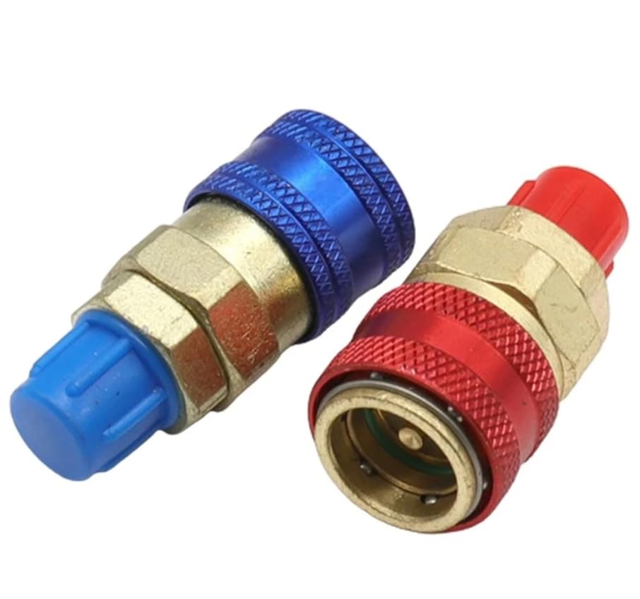 Conector Rápido Automotriz Teninch R134A para Alta y Baja Presión, Adaptador de Cobre para Sistemas de Aire Acondicionado miniatura 1