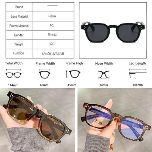 Lunettes de soleil rétro UV400 munies de verres teintés thé gris - 5