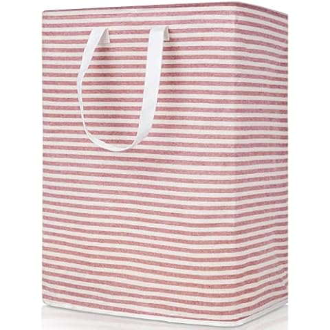 Caroeas 72L X-Large Pop Up Laundry Baskets, Collapsible Laundry Basket Easy Storage, Freestanding Laundry Basket with Reinforced Long Handles, Waterproof Large Laundry Hamper (Red Stripe) Cover