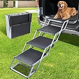 Dog Stairs for Large Dogs, Extra Wide Dog Ramp for Car with Non-Slip Surface, Folding Dog Car Ramp for SUV & Car, Outdoor, Supports up to 250 lbs, 4 Steps