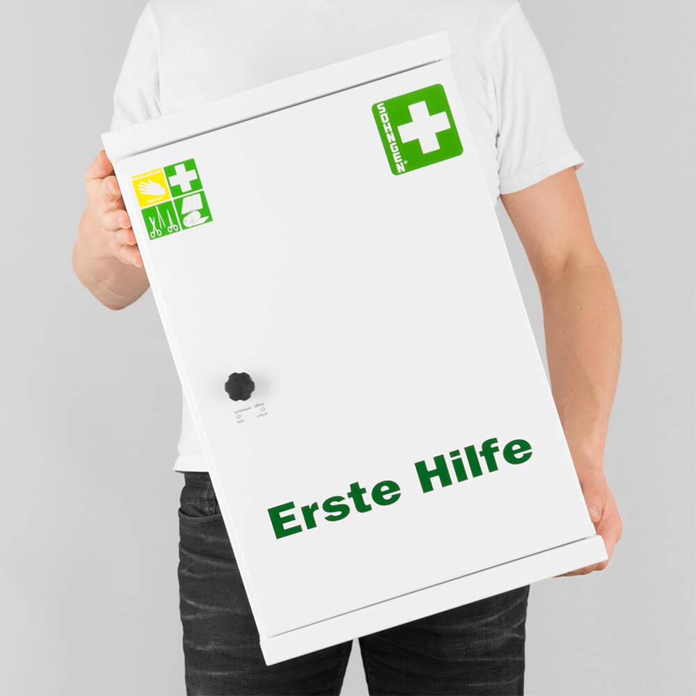 Verbandschrank NovoLine 2 Söhngen, weiß, mit Füllung ASR A4.3 (DIN 13169), Art.-Nr. 607290 | Erste Hilfe Schrank | Verbandsschrank | Sanitätswandschrank