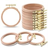 Yuanan 12 PCS 3 Inch Embroidery Hoops Bulk, Adjustable Mini Embroidery Hoop Beech Wood Round Cross Stitch Hoops Cross Stitch Ornament Frames for Sewing, Handicrafts and Christmas Decorations