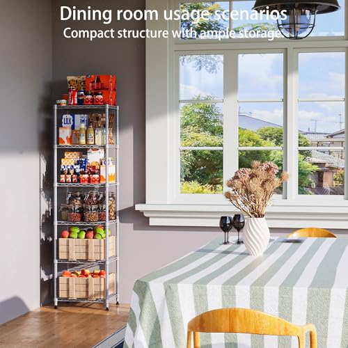 Image of REGILLER 6 Wire Shelving Steel Storage Rack Adjustable Unit Shelves for Laundry Bathroom Kitchen Pantry Closet (16.7L x 11.9W x 64H, Silver)