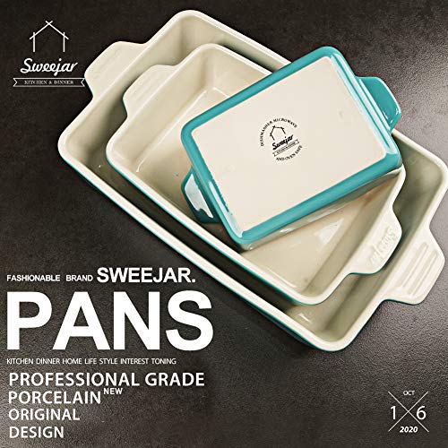 Sweejar Ceramic Bakeware Set, Rectangular Baking Dish Lasagna Pans For Cooking, Kitchen, Cake Dinner, Banquet And Daily Use, 11.8 X 7.8 X 2.76 Inches Of Casserole Dishes (Turquoise) #TOP1