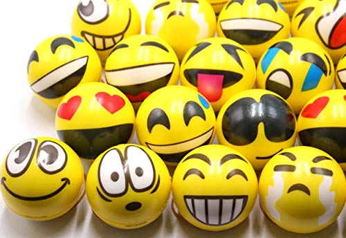 FIVOENDAR Set of 12 - Fun Face Stress Balls Cute Hand Wrist Stress Reliefs Squeeze Balls for Kids and Adults at School or Office Party Favors (Yellow Color Random Faces) (Latest) - image 3