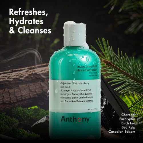 Anthony Invigorating Rush 3 in 1 Shampoo Conditioner Body Wash, 12 Fl Oz — view 3