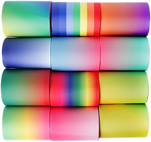 3inch Width,Thermal Transfer Grosgrain Ribbon Value Pack12 Multi Color
