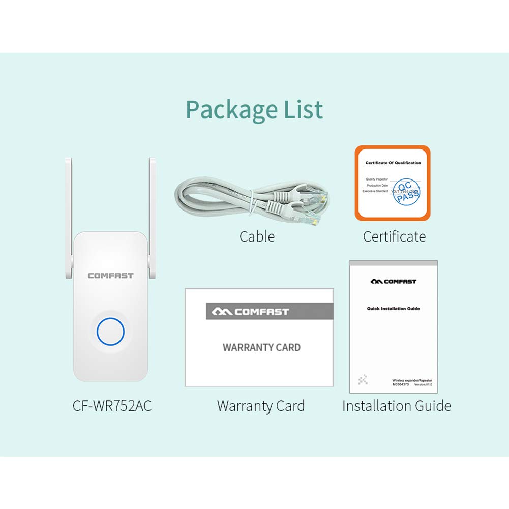 AKT Extender WiFi 1200 Mbps Potente Doppia Banda Booster del Segnale Internet Ripetitore Wireless 2.4 GHz 5 GHz Antenna Estensore di Portata Wi-Fi