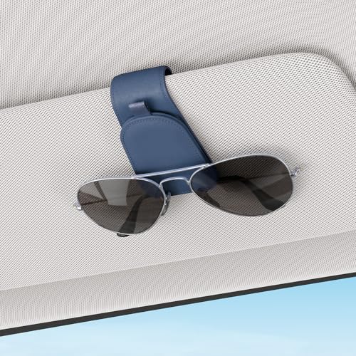 Image of Sotfamily Sunglass Holder for Car Visor, Blue, 2 Packs | Suede Cloth, Magnetic, Organizer for Car Accessories