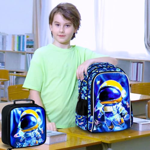 Image of CCJPX 3PCS Kids Backpack for Boys, 16 Inch Astronaut Water Resistant Preschool Bookbags, Cool Elementary Kindergarten School Backpacks and Lunch Box
