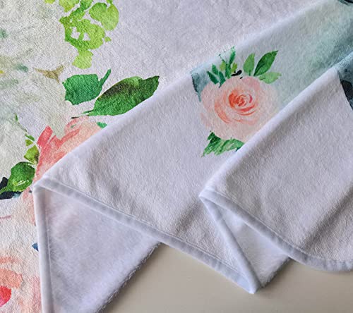 Floral Elephant Baby Monthly Milestone Blanket, Jungle Elephant Girl's Soft Fleece Monthly Milestone Blanket , Girl Elephant Nursery Infant Newborn, Includes Marker (White, 50"X40") #TOP5