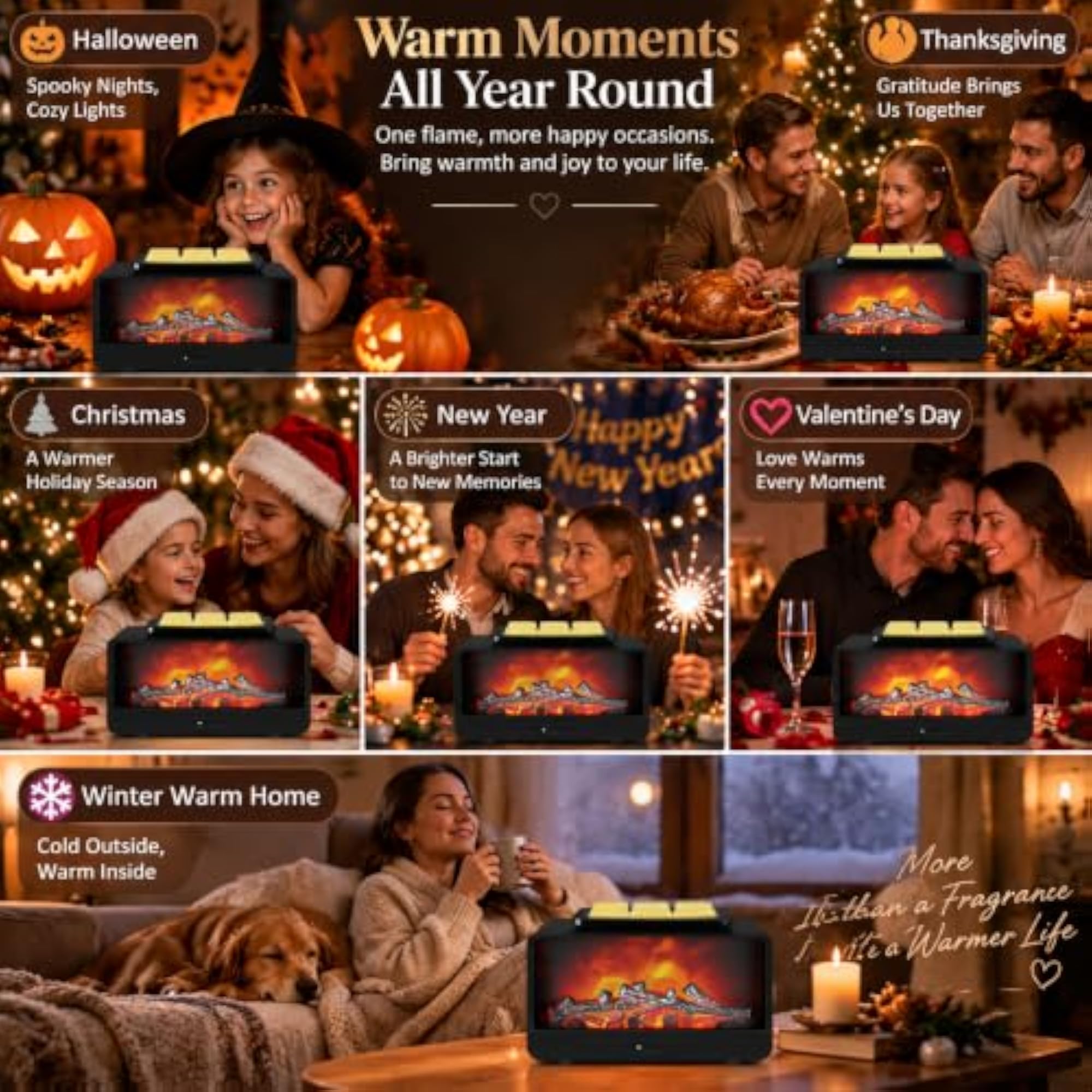 Fireplace Wax Warmer with Timer, Halloween Wax Burner Decor