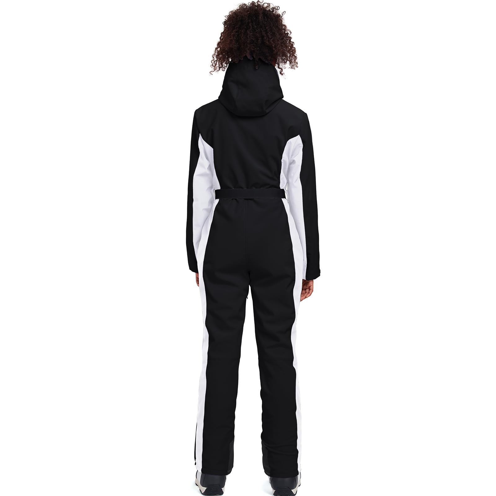 HOTIAN Traje de esquí para mujer de una sola pieza, mono de esquí para invierno, cálido, nieve, esquí, resistente al viento, impermeable, para exteriores, mono de nieve, mono con capucha, traje de