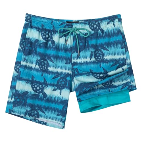 Image of SURF CUZ Mens Swim Trunks with Compression Liner Swim Shorts 7 inch Swimming Trunks Stretch 7 Inch Swim Suits Quick Dry