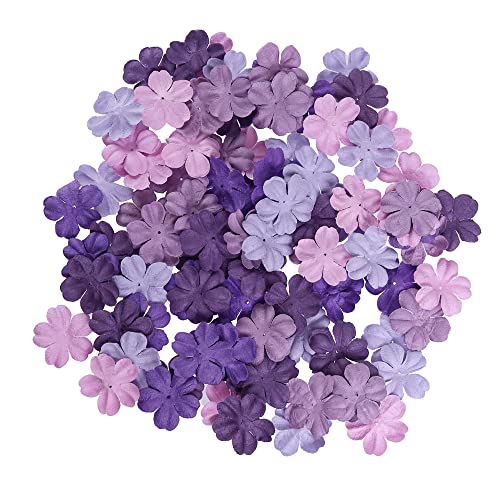 100 Pcs Sakura Patch Cherry Blossom Flowers 30X30Mm Mulberry Paper Flowers Scrapbooking Wedding Diy Craft Supplies Card (Lavender Tone) #TOP9