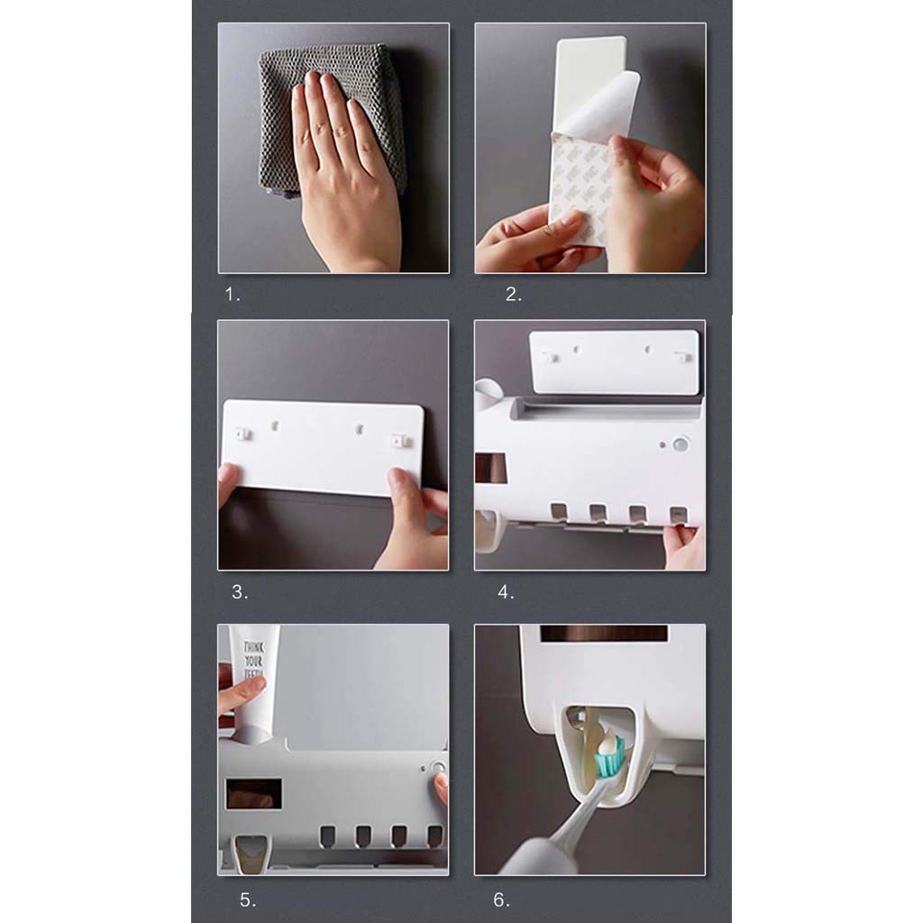 TJH Esterilizador de Cepillo de Dientes eléctrico Inteligente, Caja de Almacenamiento de Cepillo de esterilización UV, Exprimidor de Pasta Dental montado en la Pared -Instalación sin Perforaciones