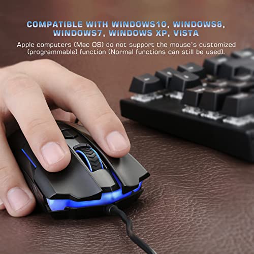 Lizsword Wired Gaming Mouse, Pc Gaming Mice [Breathing Rgb Led] [Plug Play] High-Precision Adjustable 7200 Dpi, 7 Programmable Buttons, Ergonomic Computer Usb Mouse For Windows/Pc/Mac/Laptop Gamer #TOP7