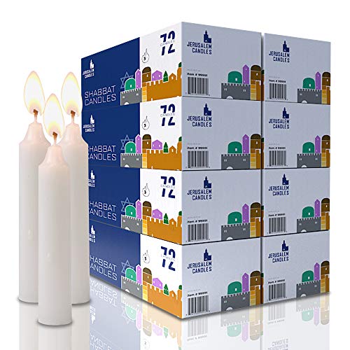Shabbat Candles - Traditional Shabbos Candles - 3 Hour - 8-Pack X 72 Count, (576 Candles) #TOP28