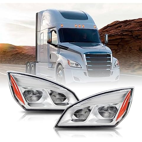 Gastokyle Headlights fits Cascadia 2018-2023, Reflector Headlamps, Pair Set, Chrome Housing Cover