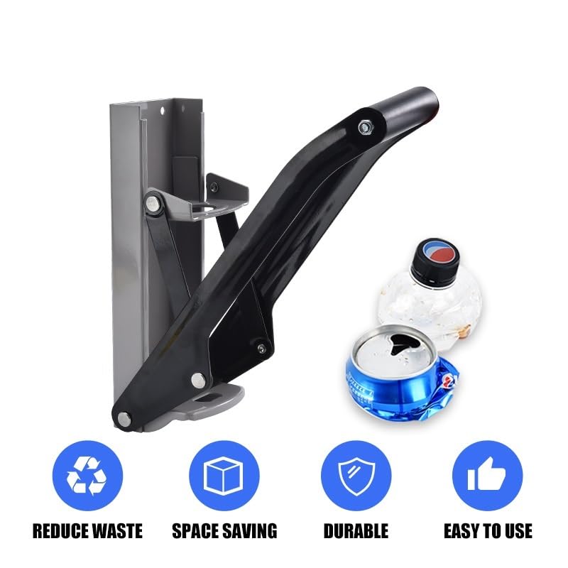 CG Wall-Mounted Metal Heavy Duty Can Crusher Eco-Friendly Kitchen Tool with Bottle Opener for Recycling 8/12/16oz Bottles